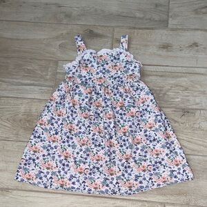 Stitchy Fish Girls 5T Floral Sundress with Ruffle Trim - Pink & Purple